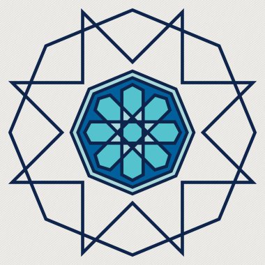 İslami oryantal, geometrik motif. Geleneksel İslami, Arapça, Farsça ve Osmanlı tasarım vektörü çizimi