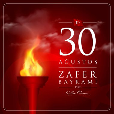 30 agu zafer bayrami vektör illüstrasyonu. (30 Ağustos, Zafer Günü Türkiye kutlama kartı.)