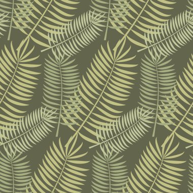 Kusursuz tropikal yaprak deseni ve arkaplan vektör çizimi