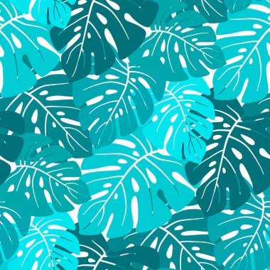 Kusursuz tropikal yaprak deseni ve arkaplan vektör çizimi