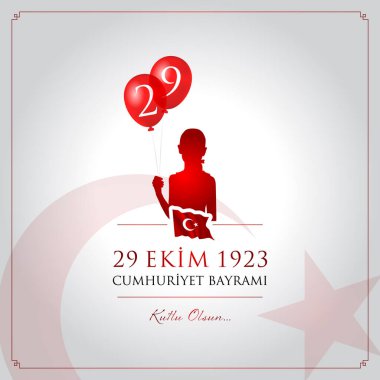 29 ekim cumhuriyet bayrami vektör illüstrasyonu. (29 Ekim, Cumhuriyet Günü Türkiye kutlama kartı.)