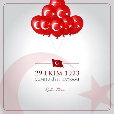 29 ekim cumhuriyet bayrami vektör illüstrasyonu. (29 Ekim, Cumhuriyet Günü Türkiye kutlama kartı.)
