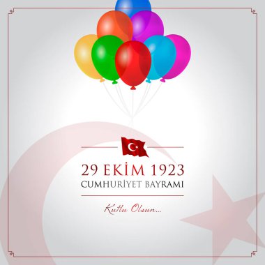 29 ekim cumhuriyet bayrami vektör illüstrasyonu. (29 Ekim, Cumhuriyet Günü Türkiye kutlama kartı.)