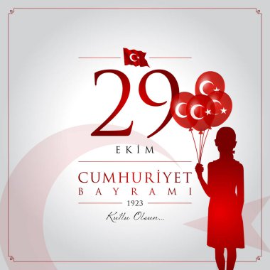 29 ekim cumhuriyet bayrami vektör illüstrasyonu. (29 Ekim, Cumhuriyet Günü Türkiye kutlama kartı.)