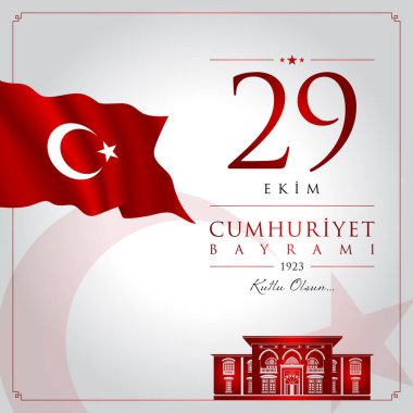 29 ekim cumhuriyet bayrami vektör illüstrasyonu. (29 Ekim, Cumhuriyet Günü Türkiye kutlama kartı.)