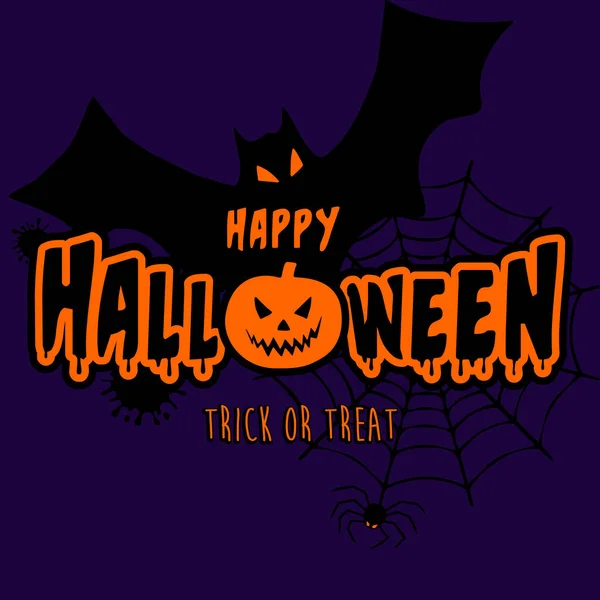 Feliz Halloween Fondo Con Feliz Halloween Lettering Vector Ilustración — Vector de stock