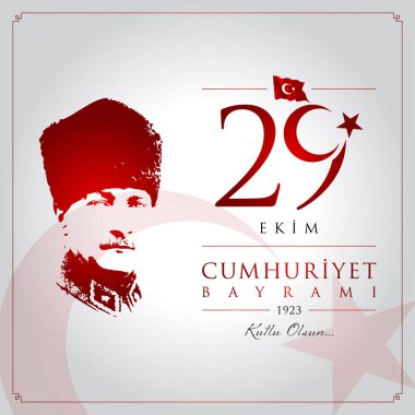 29 ekim cumhuriyet bayrami vektör illüstrasyonu. (29 Ekim, Cumhuriyet Günü Türkiye kutlama kartı.)