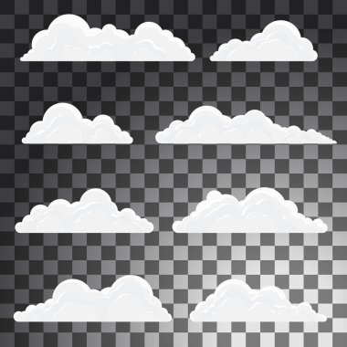 Bulutlar, vektör illüstrasyon izole şeffaf arka plan üzerinde kümesi