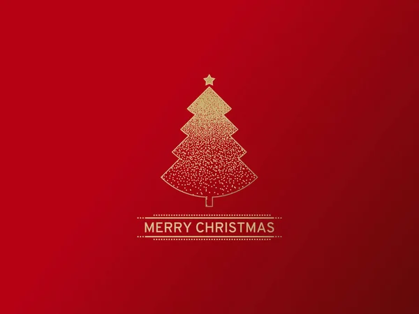 Christmas Tree Gold Design Element Red Background Vector Illustration — Stock Vector