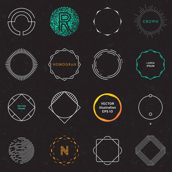 Set Badges Labels Elements Modern Geometric Design Circles Logos Monograms — Stock Vector