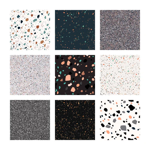 Terrazzo, vektör ayarla, seamless modeli, beyaz arka plan üzerinde izole