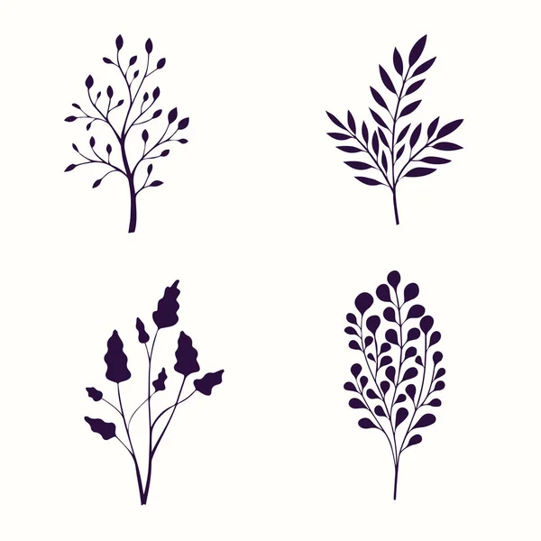 Eenvoudige Bloem Tekening Silhouetten Vector Illustratie — Stockvector