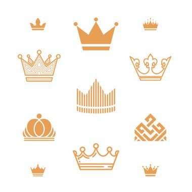 Kron simge kümesi. Beyaz arka plan üzerinde vektör çizim