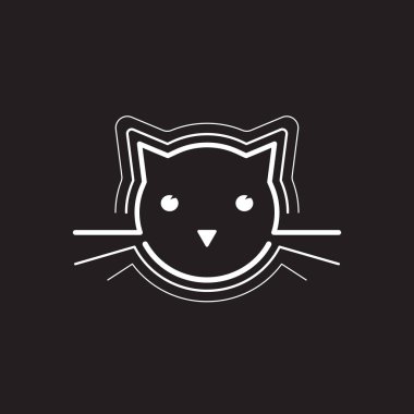 Basit kedi kafa simgesi. İçini kaplamak çizmek. Beyaz arka plan üzerinde izole vektör çizim