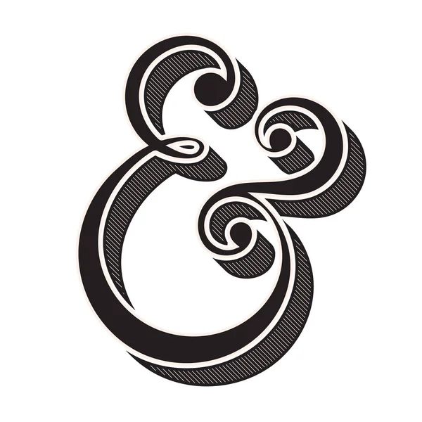 Icono Ampersand Estilo Vintage Ilustración Vectorial Aislada Sobre Fondo Blanco — Archivo Imágenes Vectoriales