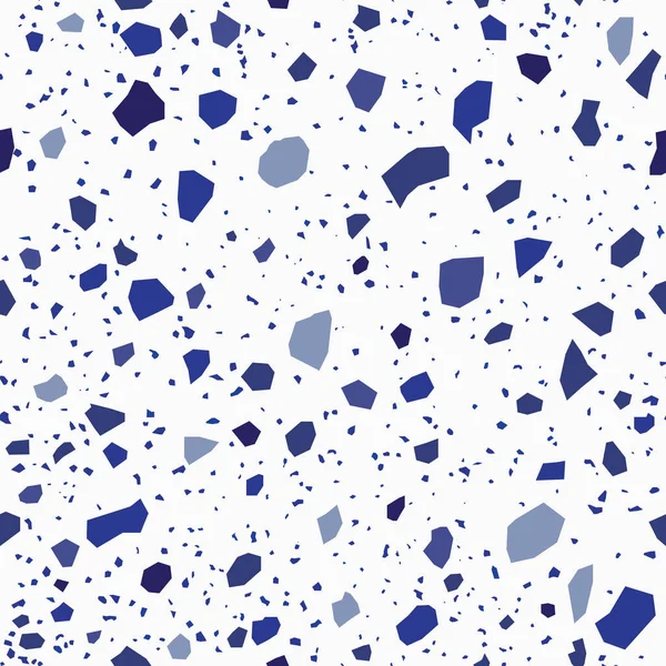 Blauwe Terrazzo Achtergrond Naadloze Patroon Vectorillustratie — Stockvector