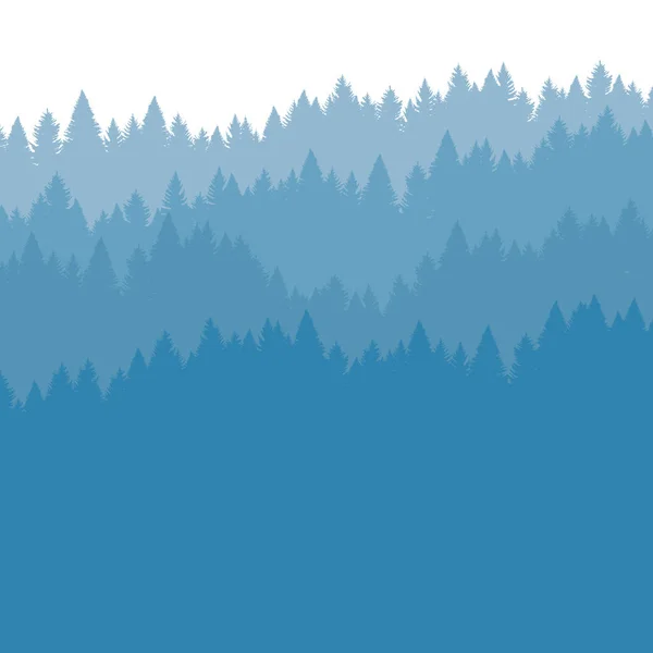 Forest Bakgrund Dimman Barrträd Vektorillustration Landskap Med Skogar Siluett — Stock vektor