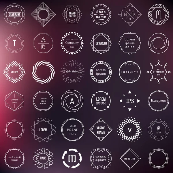 Sada Prvků Odznaky Štítky Moderní Geometrický Design Kruhy Loga Monogramy — Stockový vektor