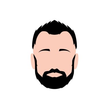 Sakallı adam yüz, beyaz arka plan üzerinde izole vektör çizim