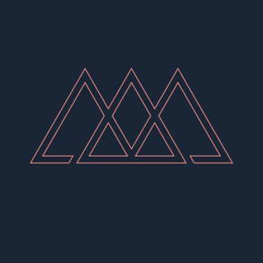 Üç birbirine bağlı üçgen, çizgi tasarımı