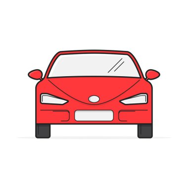 kırmızı araba, önden görünüm