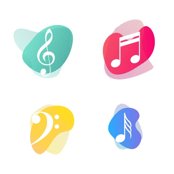 Music notes and symbols, colorful icons