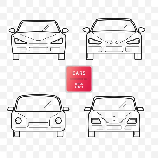 Samochody, widok z przodu, Projektowanie linii — Wektor stockowy