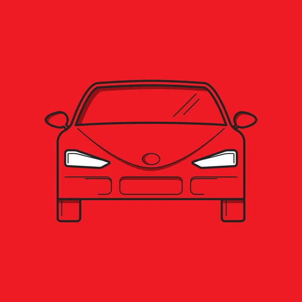 Kırmızı araba, ön görünüm. Düz tasarım — Stok Vektör