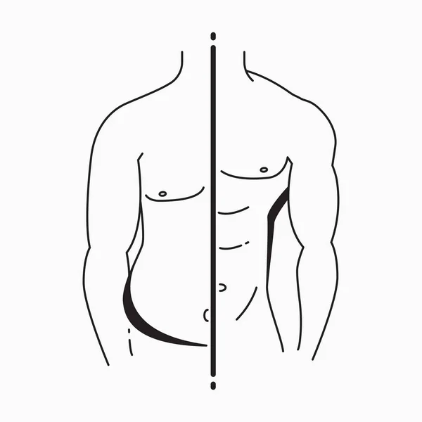 Transformación corporal. Concepto de pérdida de peso — Archivo Imágenes Vectoriales