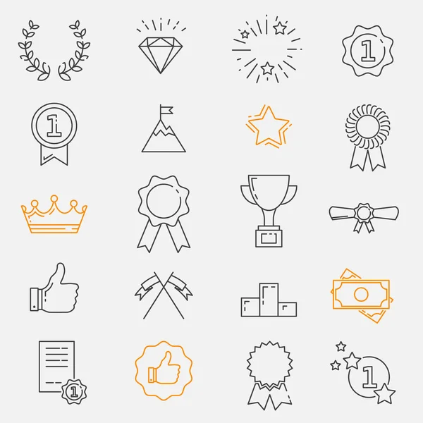 Icono del premio, conjunto de elementos de diseño de línea — Vector de stock