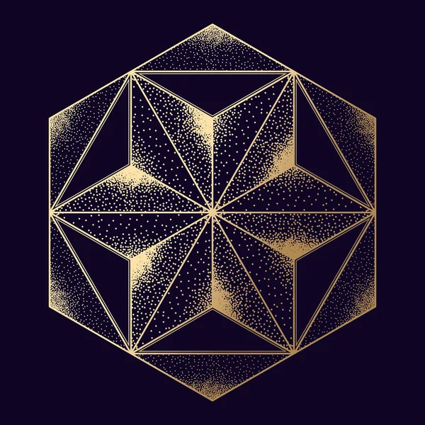 Geometrisch element, gouden ster dot design — Stockvector