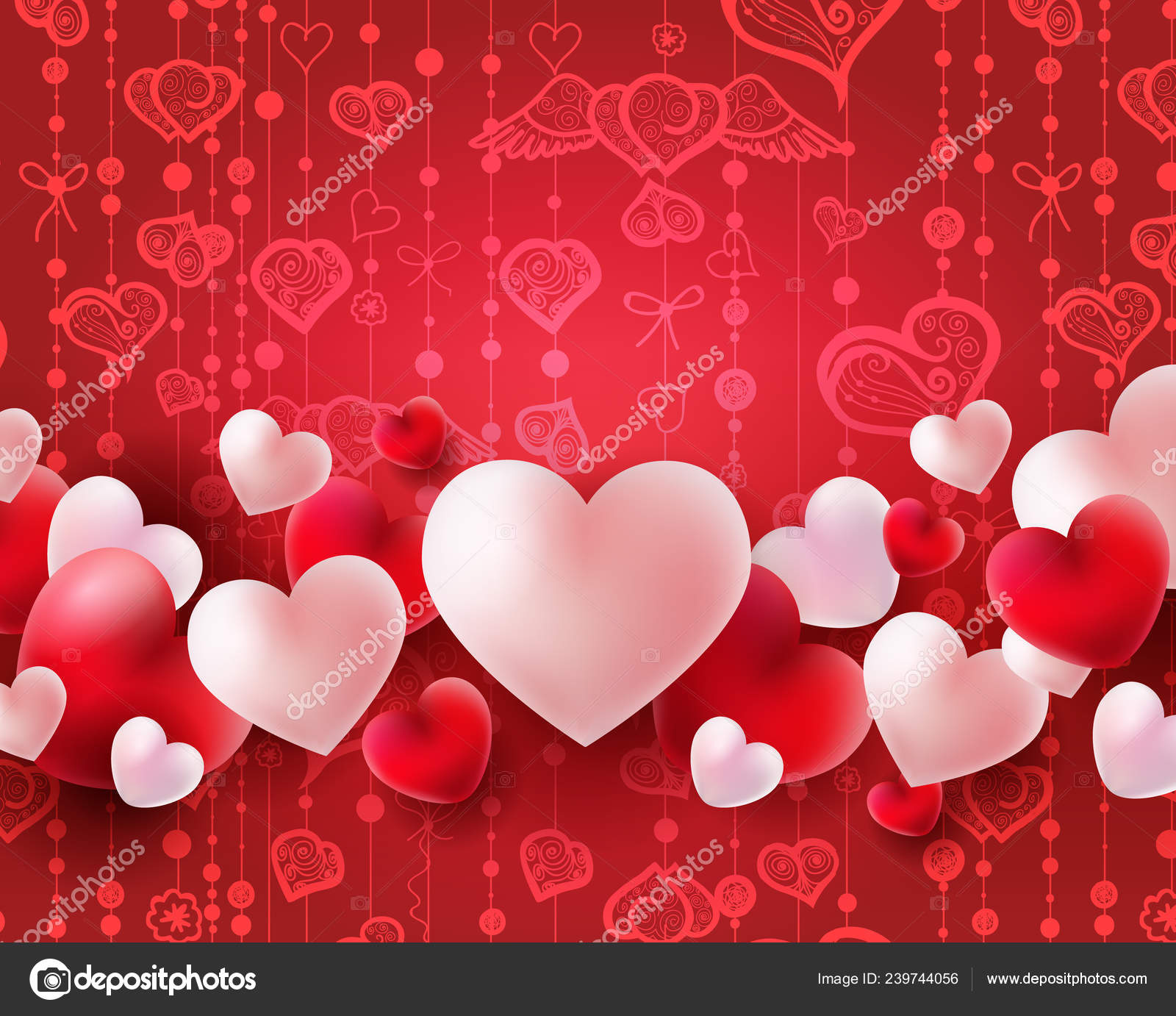 Valentines Day Background Red White Balloons Hearts Concept Love Banner  Stock Vector Image by ©Deedman #239744056