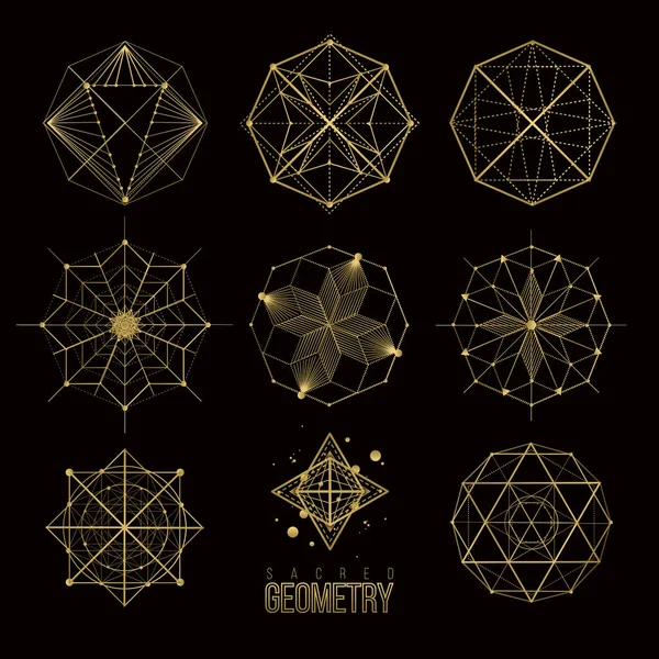 Kutsal Geometri Formlar Çizgiler Logo Işaret Sembol Şekil — Stok Vektör