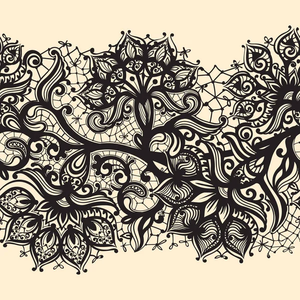 Анотація Мережива Стрічки Безшовні Візерунок Елементами Квіти Шаблон Рама Дизайн — стоковий вектор