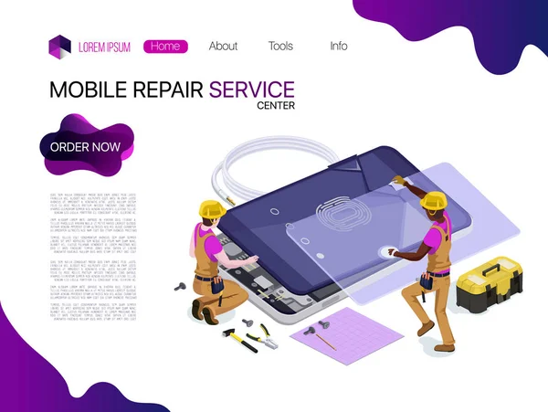 Vector People Form Telephone Repair Service Isometric Vector Illustration Design Royalty Free Stock Illustrations