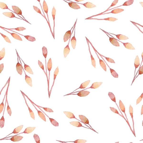 Aquarell Hand gezeichnet nahtlose Muster elegante trendige exotische tropische einfache minimalistische Blume. Pfirsichorange Rouge Blüten. Sommerurlaub in Hawaii florale botanische Illustration für Wellness — Stockfoto