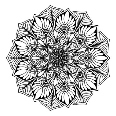 Boyama kitabı için Mandalas. Süslü, yuvarlak süsler. Alışılmadık bir çiçek şekli. Doğulu vektör, stres önleyici terapi kalıpları. Tasarım elementleri. Yoga logoları Vektörü.