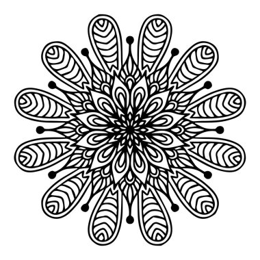 Boyama kitabı için Mandalas. Süslü, yuvarlak süsler. Alışılmadık bir çiçek şekli. Doğulu vektör, stres önleyici terapi kalıpları. Tasarım elementleri. Yoga logoları Vektörü.