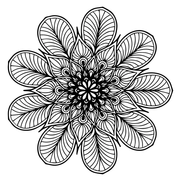 Boyama Kitabı Için Mandalas Süslü Yuvarlak Süsler Alışılmadık Bir Çiçek — Stok Vektör