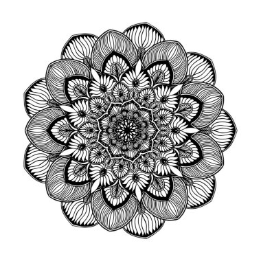 Boyama kitabı için Mandalas. Süslü, yuvarlak süsler. Alışılmadık bir çiçek şekli. Doğulu vektör, stres önleyici terapi kalıpları. Tasarım elementleri. Yoga logoları Vektörü.