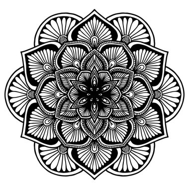 Boyama kitabı için Mandalas. Süslü, yuvarlak süsler. Alışılmadık bir çiçek şekli. Doğulu vektör, stres önleyici terapi kalıpları. Tasarım elementleri. Yoga logoları Vektörü.