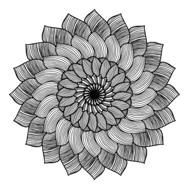 Boyama kitabı için Mandalas. Süslü, yuvarlak süsler. Alışılmadık bir çiçek şekli. Doğulu vektör, stres önleyici terapi kalıpları. Tasarım elementleri. Yoga logoları Vektörü.