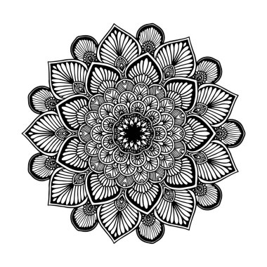 Boyama kitabı için Mandalas. Süslü, yuvarlak süsler. Alışılmadık bir çiçek şekli. Doğulu vektör, stres önleyici terapi kalıpları. Tasarım elementleri. Yoga logoları Vektörü.