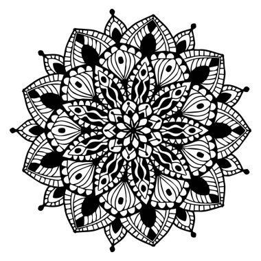 Boyama kitabı için Mandalas. Süslü, yuvarlak süsler. Alışılmadık bir çiçek şekli. Doğulu vektör, stres önleyici terapi kalıpları. Tasarım elementleri. Yoga logoları Vektörü.