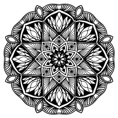 Boyama kitabı için Mandalas. Süslü, yuvarlak süsler. Alışılmadık bir çiçek şekli. Doğulu vektör, stres önleyici terapi kalıpları. Tasarım elementleri. Yoga logoları Vektörü.