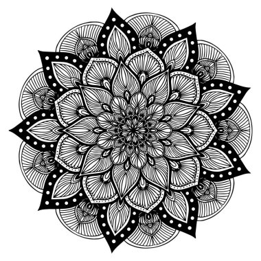 Boyama kitabı için Mandalas. Süslü, yuvarlak süsler. Alışılmadık bir çiçek şekli. Doğulu vektör, stres önleyici terapi kalıpları. Tasarım elementleri. Yoga logoları Vektörü.