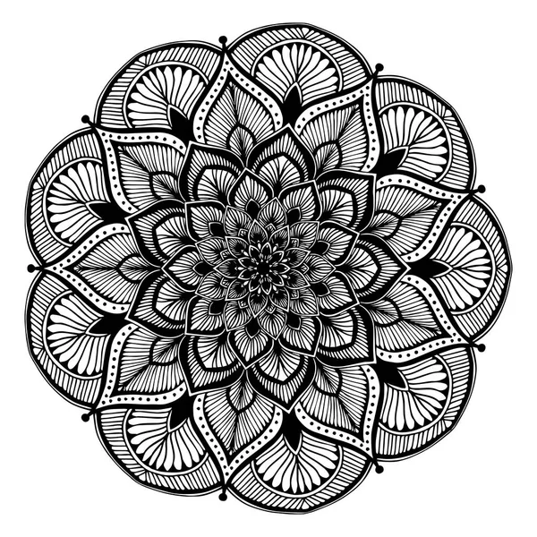 Boyama Kitabı Için Mandalas Süslü Yuvarlak Süsler Alışılmadık Bir Çiçek — Stok Vektör