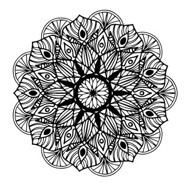 Boyama kitabı için Mandalas. Süslü, yuvarlak süsler. Alışılmadık bir çiçek şekli. Doğulu vektör, stres önleyici terapi kalıpları. Tasarım elementleri. Yoga logoları Vektörü.
