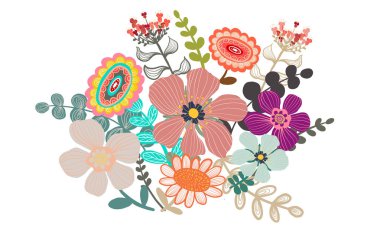 Dizi çiçek buketi tasarlamak vektör, Düğün tebrik davetiye, çiçek dekorasyon.