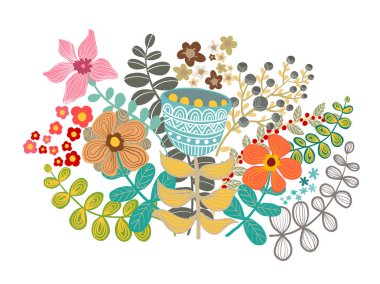 Dizi çiçek buketi tasarlamak vektör, Düğün tebrik davetiye, çiçek dekorasyon.